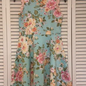 Floral Delight Kids Dress - Green and Pink SZ 12
